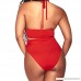 Boomboom Plus Size Backless High Waist Two Piece Swimsuit Lace Up Bikinis Women Red B07L99FSLH